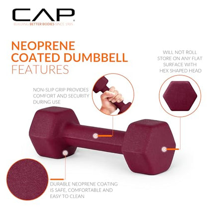 CAP Barbell Neoprene Dumbbell Weights Pairs & Sets | Color Series - style: 100 lb Set