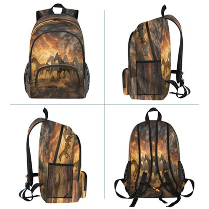 3d Animal Horses Large Backpack 18 Inch Laptop Tablet Backpacks - color: B4 Animal Horses