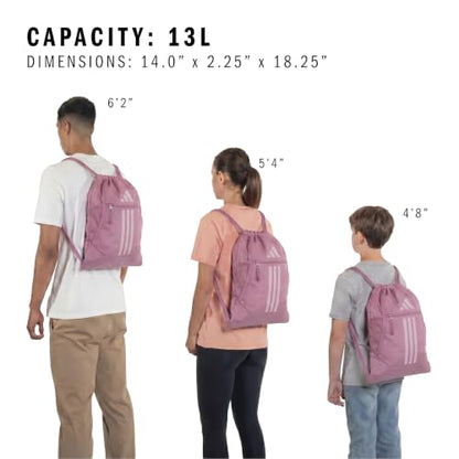 adidas Alliance Sackpack – Drawstring Backpack for Sports, Small Gym Bag - color: Magic Mauve Purple/Dual Lilac Purple/3