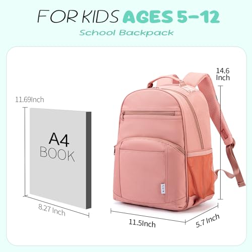 NOL Natural Organic Lifestyle Kids Backpack, School Backpacks for Teens Girls Boys, School Bookbag with Pencil Bag & Reflective Stripe for Elementary School - Dark pink - color: Dark Pink