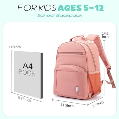 NOL Natural Organic Lifestyle Kids Backpack, School Backpacks for Teens Girls Boys, School Bookbag with Pencil Bag & Reflective Stripe for Elementary School - Dark pink - color: Dark Pink