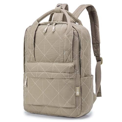 40X30X10 Personal Item Travel Backpack Carry On Luggage Flight Approved Quilted Puffer 14'' Laptop Backpack Daypack - color: Khaki