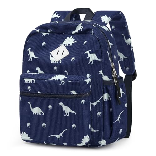STEAMEDBUN Corduroy Toddler Backpack for Boys Girls 2-4, Kids Preschool Backpack for Kindergarten - Dinosaur - color: Corduroy Blue Dinosaur, size: Mini-12"H(not fit folder)