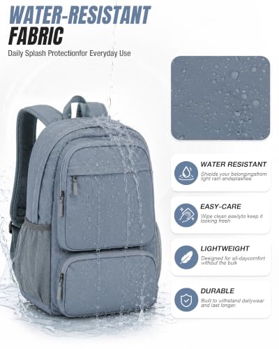 BJLFS Grey Backpack for School Women Girls, Waterproof Bookbag Cute High School Backpack for Men Teen Boys, Lightweight Travel College Backpack Mochilas Escolares para Casual Daypack Rucksack - color: A1-blue