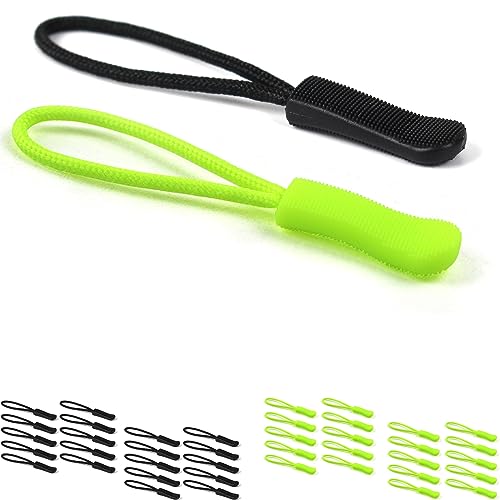 Red Snail 40PCS Zipper Pull - Fluorescent Zipper Pull Replacement for Backpacks - color: 40PCS (Fluorescent Green + Black)
