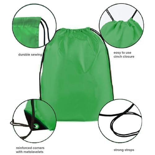 Drawstring Backpack Bulk 24Pcs Draw String Backpack Bags DIY Gym Sports Traveling Yoga Cinch Bag Sackpack Drawstring(green) - color: Green