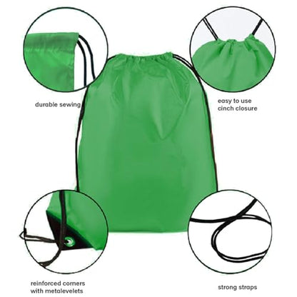 Drawstring Backpack Bulk 24Pcs Draw String Backpack Bags DIY Gym Sports Traveling Yoga Cinch Bag Sackpack Drawstring(green) - color: Green