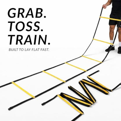 SOFTSOUL Tangle Free Agility Ladder, 12 Fixed Rungs, Heavy Duty Speed & Footwork Training Ladder for Football Soccer Basketball Drills, Portable Exercise Ladder for Kids, Youth & Adults - style: 12 Rungs