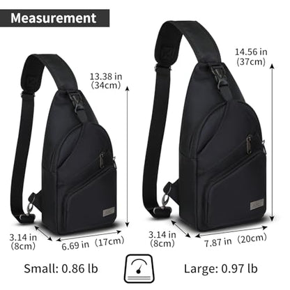 AMJ Crossbody Sling Bag Men Women, Casual Shoulder Backpack, Chest Daypack Satchel for Hiking Travel - color: Black, size: Large