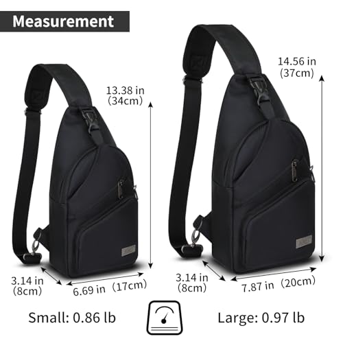 AMJ Crossbody Sling Bag Men Women, Casual Shoulder Backpack, Chest Daypack Satchel for Hiking Travel - color: Black, size: Small