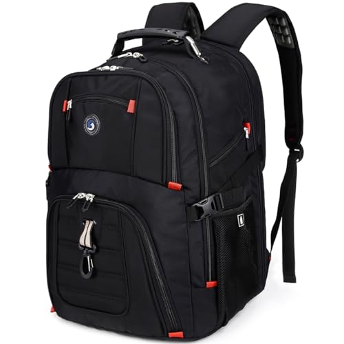 SHRRADOO Extra Large 50L Travel Laptop Backpack with combination lock, College Backpack Airline Approved Business Work Bag Fit 17 Inch Laptops for Men Women,Black - color: Black