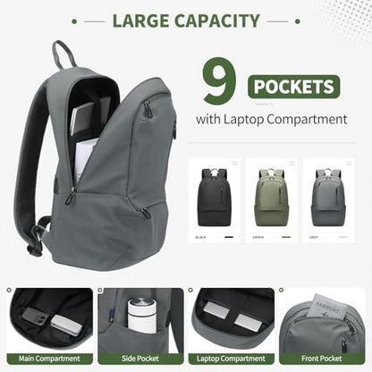 DTGN Travel Laptop Backpack, Carry On Backpack, TSA-Approved Water-Resistant Rucksack Nylon for Work Men Women Fits 16 Inch Notebook, Grey - color: Grey