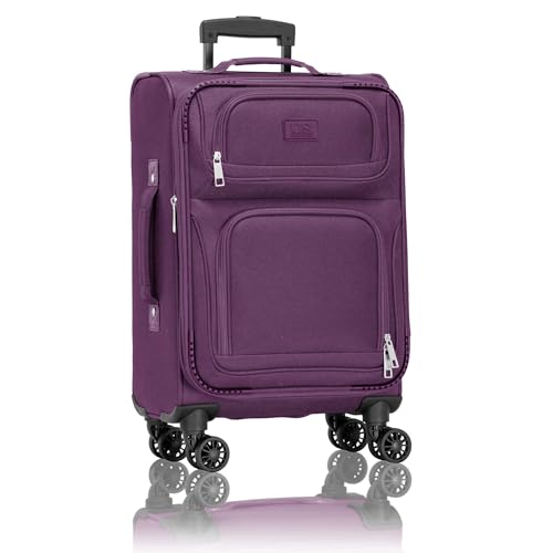 U.S. Traveler Rio Lightweight Softside Rolling Carry-on Suitcase, 4-Wheel Single, Purple - color: Purple, size: 22"