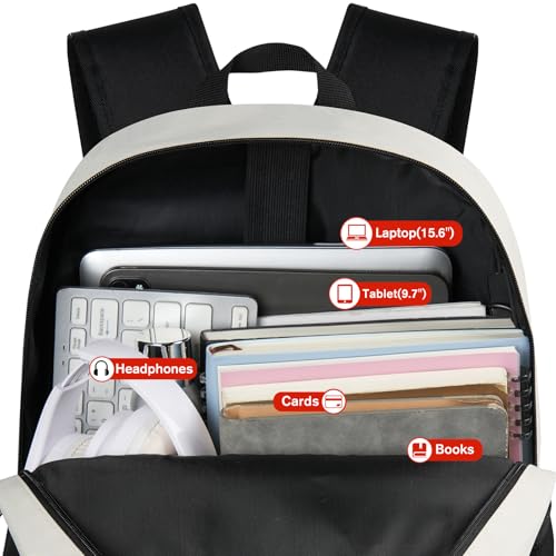 YAMTION School Backpack,Bookbag Teen Boys and Girls Black Beige - color: Black Beige, size: 15.6 inch
