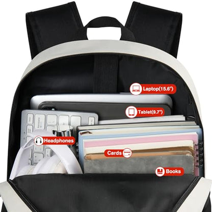 YAMTION School Backpack,Bookbag Teen Boys and Girls Black Beige - color: Black Beige, size: 15.6 inch
