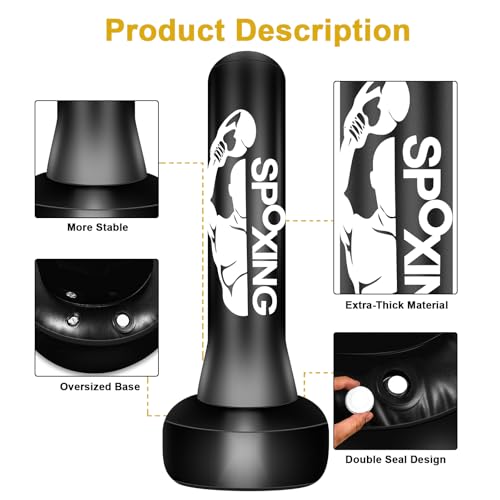 Heavy Punching Bag with Stand Adults Teens,70" Free Standing Boxing Bags,Kickboxing Training Equipment Bags for Beginners Kickboxing Training MMA Muay Thai Fitness Office Home Gym