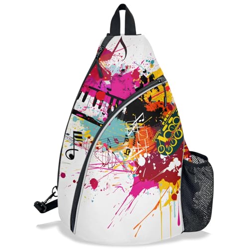 Pickleball Bag for Women Men Adjustable Crossbody Sling Backpack Hold Pickleball Paddle Water Bottle - color: Multicolor 19