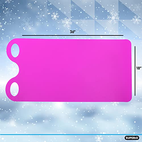 Superio Snow Slider Mat, Flexible Snow Sled Flying Carpet, Roll up Sleds for Kids 36" / Adults 54" Lightweight Plastic Snowboard Sled, 1 Pack - color: Pink, size: 36"