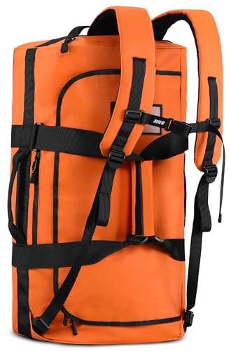 MIER 40L/60L/90L Water Resistant Backpack Duffel, Heavy Duty Duffle Bags | Heavy-Duty; Inner Zipper Pockets; Suit for Travel Gym Camping Sports Weekend Getaways; Convertible with Backpack Straps - color: Orange, size: 40l