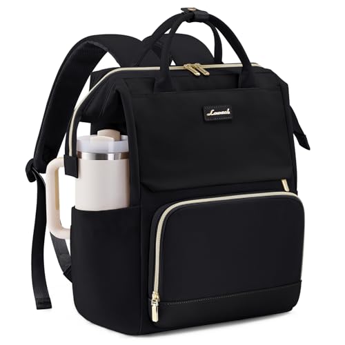 LOVEVOOK Laptop Backpack for Women with Giant Tumbler Holder Pocket, 17 inch Travel Work Backpack Purse for Nurse Teacher, Waterproof Bag College Bookbag Casual Daypack Black - color: Black, size: 17.3 inch