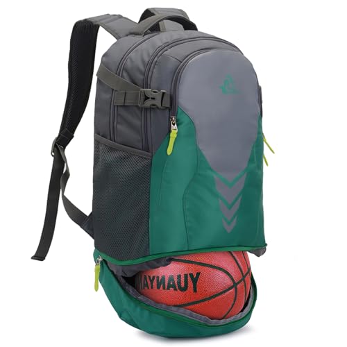 Bseash 35L Basketball Backpack, Large Sports Bag with Separate Ball compartment, for Basketball Soccer Volleyball Hiking Travel - color: Green