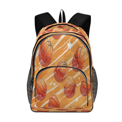 Water-Resistant Travel Basketballs and Stars Backpack - Lightweight Laptop Daypack, 15.6" Laptop Compartment, Durable Commuter Bag for Work & Outdoor#52