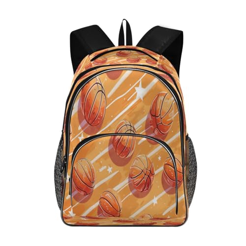 Water-Resistant Travel Basketballs and Stars Backpack - Lightweight Laptop Daypack, 15.6" Laptop Compartment, Durable Commuter Bag for Work & Outdoor#52