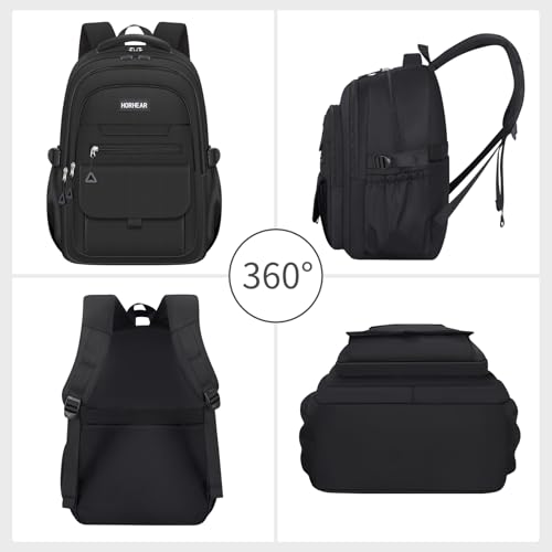 School backpack for Girls, Aesthetic Backpack for Women Cute Bookbag Preppy College (Black) - color: Black