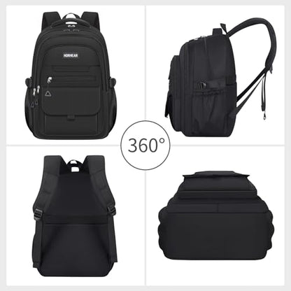 School backpack for Girls, Aesthetic Backpack for Women Cute Bookbag Preppy College (Black) - color: Black