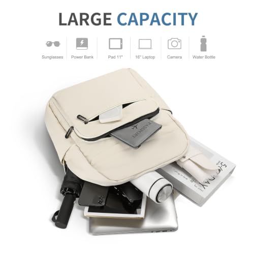 16 Inch Laptop Backpack for Men, Business Work Backpack for Everyday Commute, Waterproof Travel Office Computer Bag, Beige - color: Beige Soft Sheel