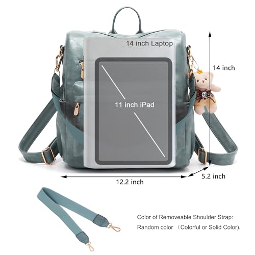 Soperwillton Women Backpack Purse Multipurpose Design Handbags Shoulder Bag PU Leather Travel bag Backpack Set 2pcs - color: Skyblue