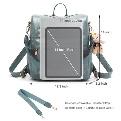 Soperwillton Women Backpack Purse Multipurpose Design Handbags Shoulder Bag PU Leather Travel bag Backpack Set 2pcs - color: Skyblue