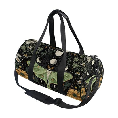 MNSRUU Sports Duffel Bags, Green Moth Athletic Gym Bag Overnight Workout Travel Tote Luggage for Men Women Yoga - color: Moths I18601