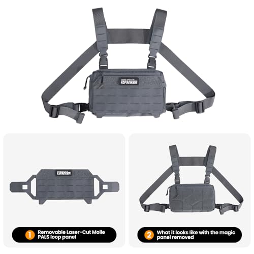 EXCELLENT ELITE SPANKER Tactical Chest Rig Pack EDC Chest Bag Molle Utility Chest Pouch for Outdoor Hunting Workouts Hiking - color: Grey