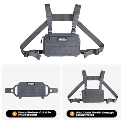 EXCELLENT ELITE SPANKER Tactical Chest Rig Pack EDC Chest Bag Molle Utility Chest Pouch for Outdoor Hunting Workouts Hiking - color: Grey