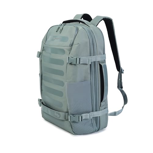 Hedgren TRIP LARGE Travel Backpack – Expandable, Water-Repellent RPET, Carry-On with RFID Protection, Laptop & Clothing Compartments, Rain Cover & Smart Sleeve - 36.2 L (Grey-Green) - color: Grey/Green