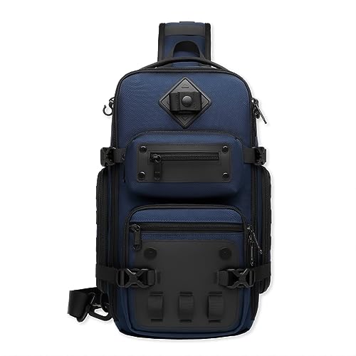 OZUKO Tactical Backpack Chest Sling Bags for Men, Waterproof Crossbody Shoulder Daypack for Outdoor Walking Hiking Trekking (Royal blue) - color: Royal Blue