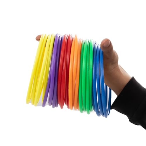 Generic 24 Pcs Multicolor Plastic Ring Toss Game for Kids and Outdoor Toss Rings for Speed and Agility Practice Game