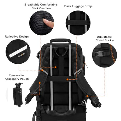 Cwatcun Camera Backpack Professional DSLR/SLR/Mirrorless, Waterproof Hardshell Case Large Camera Bag Outdoor Hiking Travel Multifunction Photography Backpack with Tripod Holder&Laptop Compartment 2.0