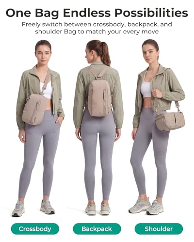 BAGSMART Small Sling Bag for Women, Fast Track Crossbody Bag Mini Backpack purse for Daily Travel Gym - color: Olive Green