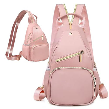 Xsecnua Small Crossbody Bag Convertible Mini Backpack for Women, Cross Body Sling Bag Sling Backpack for Travel Daypack - color: Z Pink