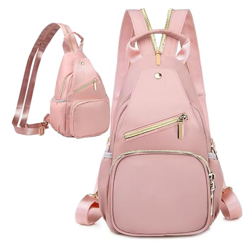 Xsecnua Small Crossbody Bag Convertible Mini Backpack for Women, Cross Body Sling Bag Sling Backpack for Travel Daypack - color: Z Pink