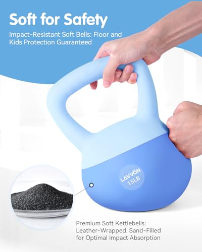 Soft Kettlebell - Cushioned Impact-Resistant Base and Anti-Slip, Kettle bell Anti-Slip Grip Weight for Home Workouts, Safe Strength Training Kettlebells Sets for Women & Men, With Non-slip Gloves - color: Blue
