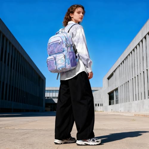 Lohol Multi-Pocket Backpack for School College Travel, Heavy Duty Big Bookbag with 15.6 inch Laptop Compartment (Purple Galaxy - color: Purple Galaxy