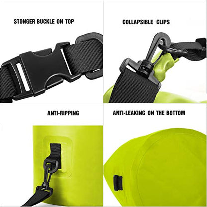 Unigear Dry Bag Waterproof, 2L/5L/10L/20L/30L/40L Floating and Lightweight Bags for Kayaking, Boating, Fishing, Swimming and Camping with Waterproof Phone Case - color: Yellow, size: 10L