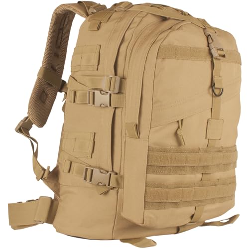 FOX OUTDOOR PRODUCTS Large Transport Pack | 37L Tactical Backpack with Compression Straps, Hydration Pocket & Modular Webbing - color: Coyote