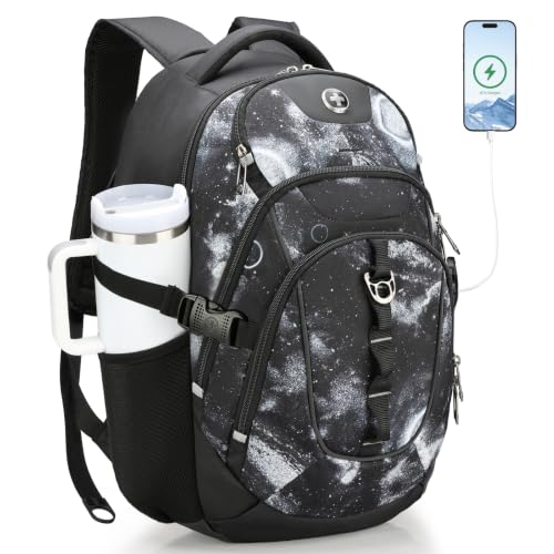 Swissdigital Design Laptop Backpack for Men with USB Charging Port SD803-98 - color: Starry Sky