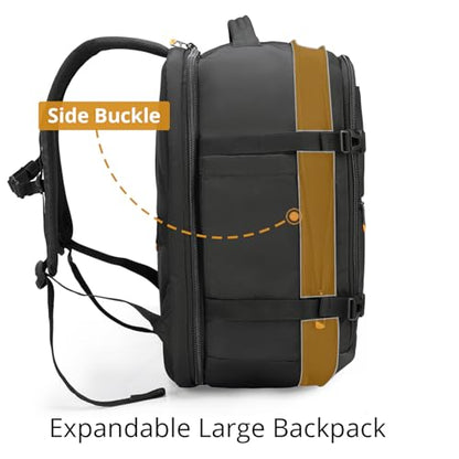 Swissdigital Design Travel Laptop Backpack 43L with USB Charging Port,TSA Friendly Flight Approved Carry-on Luggage Hand,Business Rucksack,Large Weekender Bag Fits 17 Inch Laptop Black | SD1748-01 - color: Black