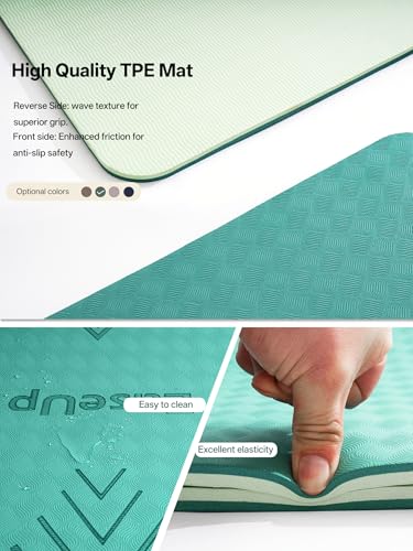 EaseUp Large yoga mat,73’x35.5’x0.4’,extra thick and wide,10mm pilates mat,non-slip exercise mat,workout mats for home gym - color: Green/light green