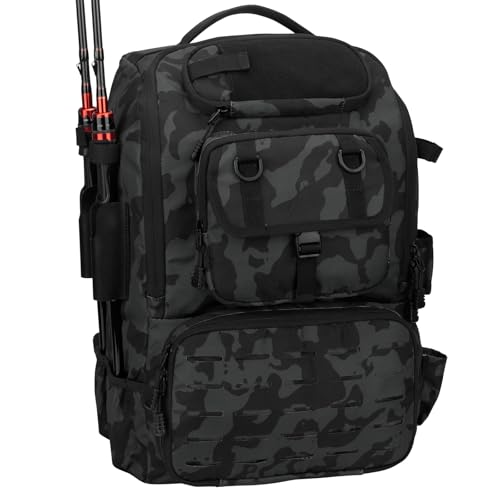 Fishing Backpack with Rod Holders,40L Large Water-resistant Fishing Tackle Bag with Cooler,Tackle Box Backpack